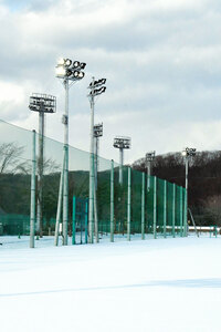 夜間照明設備完成 ３月下旬運用開始 緑ケ丘公園サッカー場