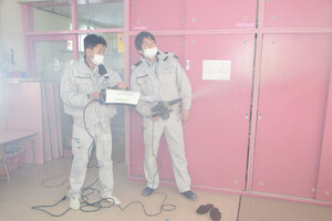 建物内を除菌　ニシムラ塗装ボランティアで作業－いとい北保育園