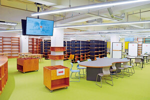 図書室は一般開放、教室にも工夫 子育てに夢 <br />
抱ける造り 来春開校の 「早来学園」 安平