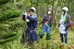 育樹活動で環境保護訴え 日本生命保険相互会社苫小牧支社