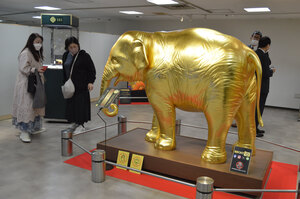 「三越の大黄金展」開幕 「黄金のアジア象」特別展示